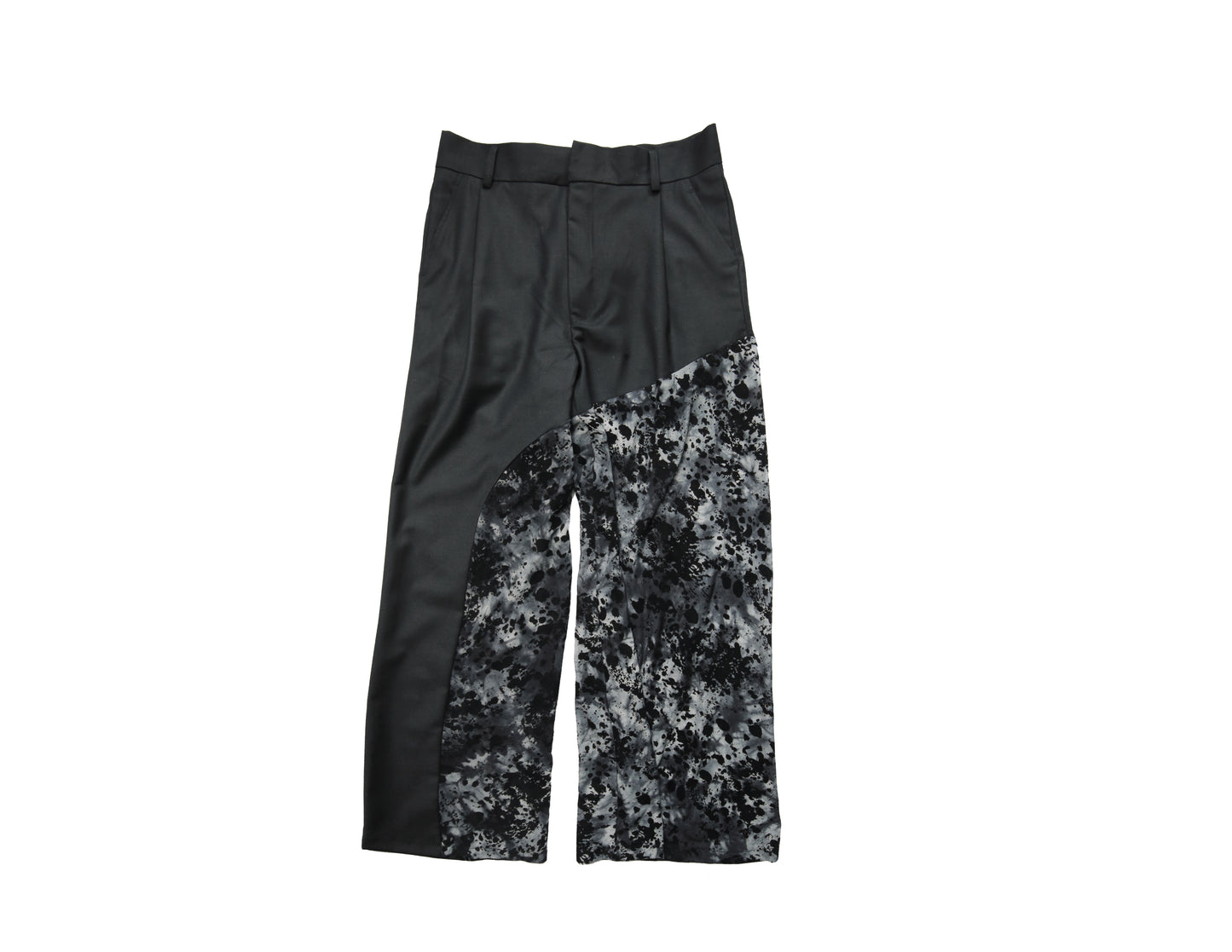BURN OUT MESH PRINT ASYMMETRIC PANTS
