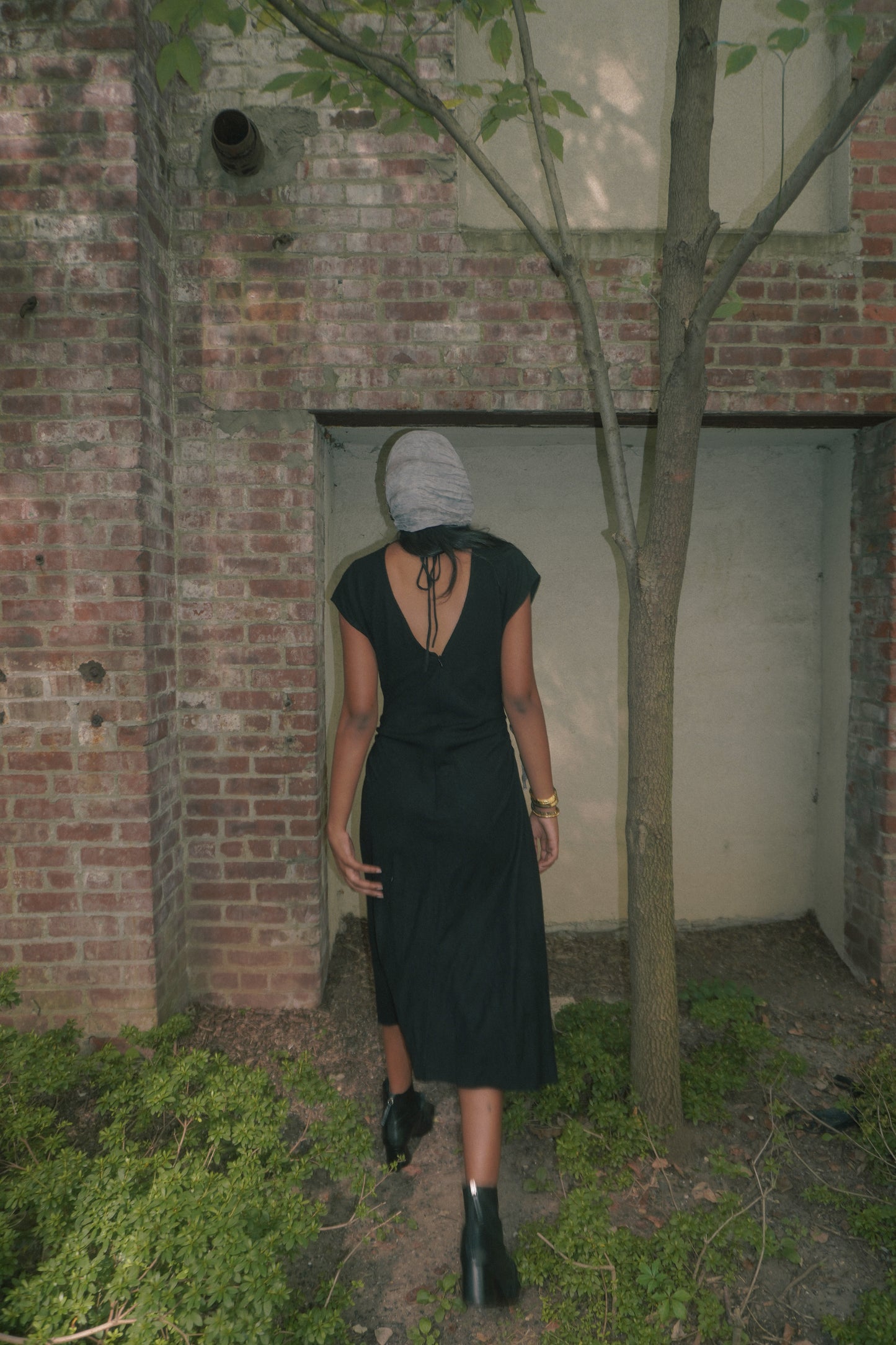 BOUCLE RUSHED MIDI DRESS