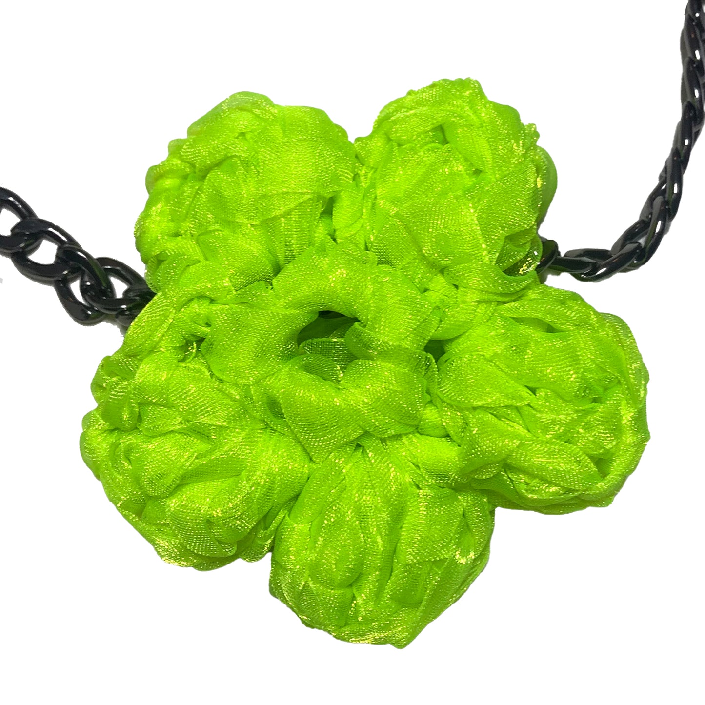 Signature Hand Crochet Flower Belt / Keychain_ Neon Green