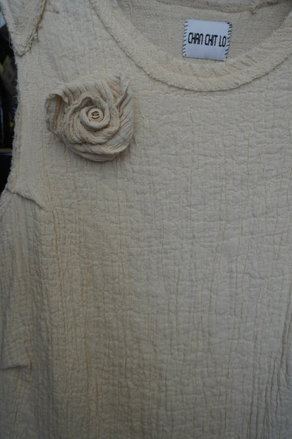 Hand Stitched Rose Brooch _ Sand