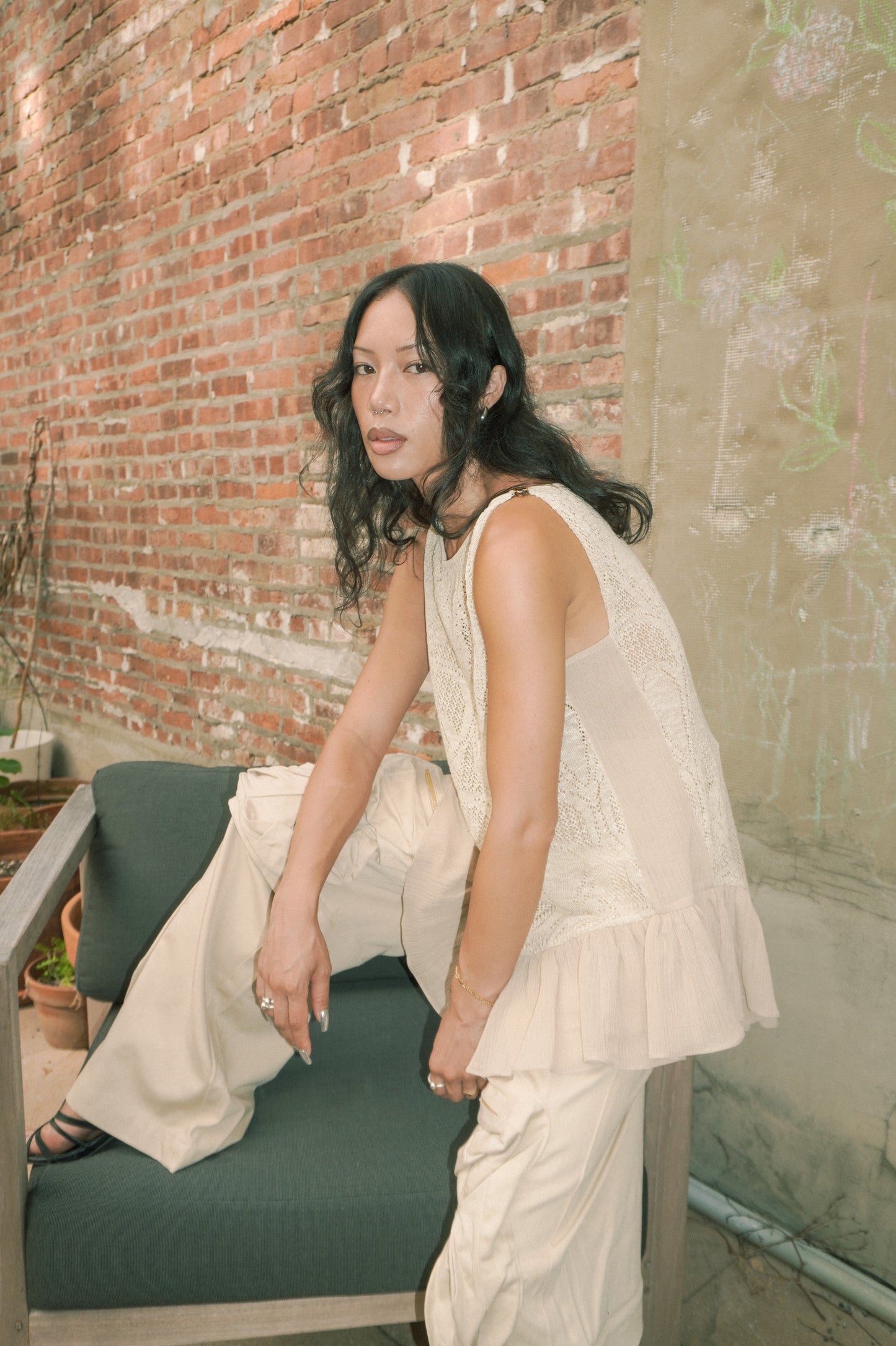 POINTELLE CUPCAKE KNIT TOP_ CREAM