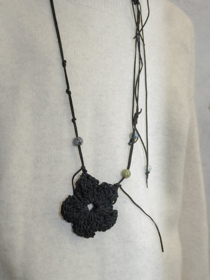 Suede Hand Crochet Mini Bag_ Black