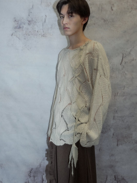 Open Stitch Braided Sweater_BEIGE